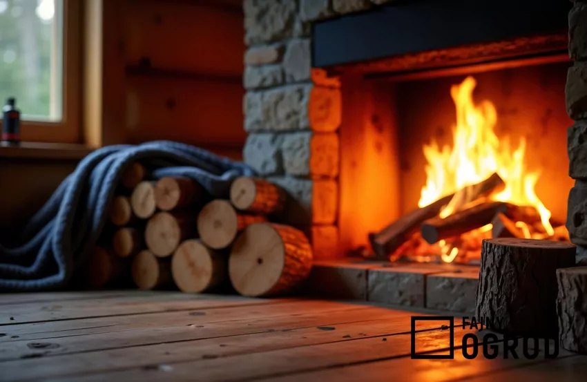 Suche drewno ma o wiele wyższą wartość opałową Drewno leżące obok kominka