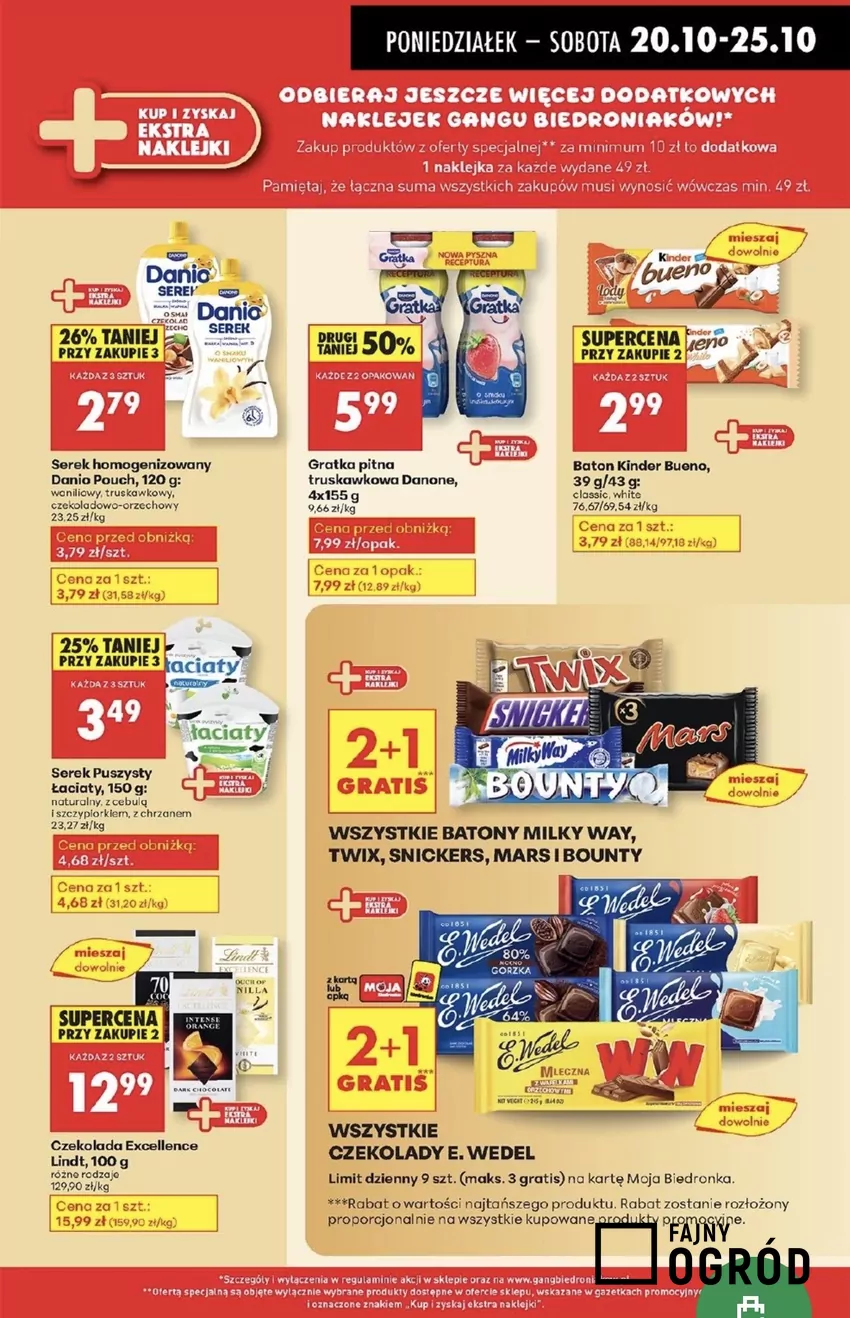 Oprócz Lindt, w promocji jest też czekolada E.Wedel Promocje w Biedronce