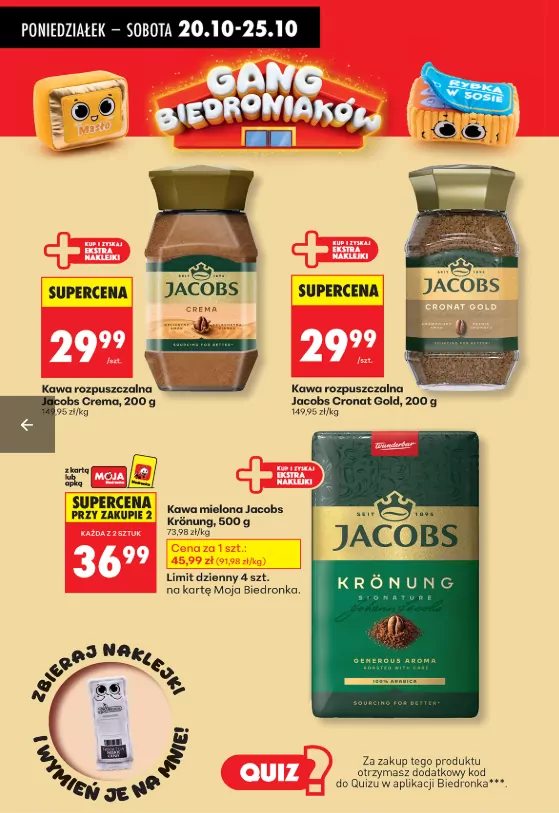 W sieci sklepów Biedronka różne kawy marki Jacobs w okazyjnych cenach Biedronka - gazetka