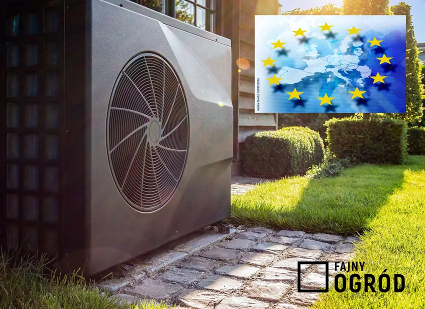 Pompa ciepła i flaga UE