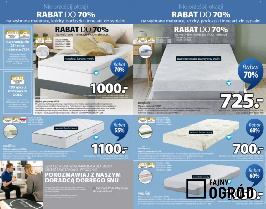 Wygodne materace nawet 70% taniej! Jysk - gazetka