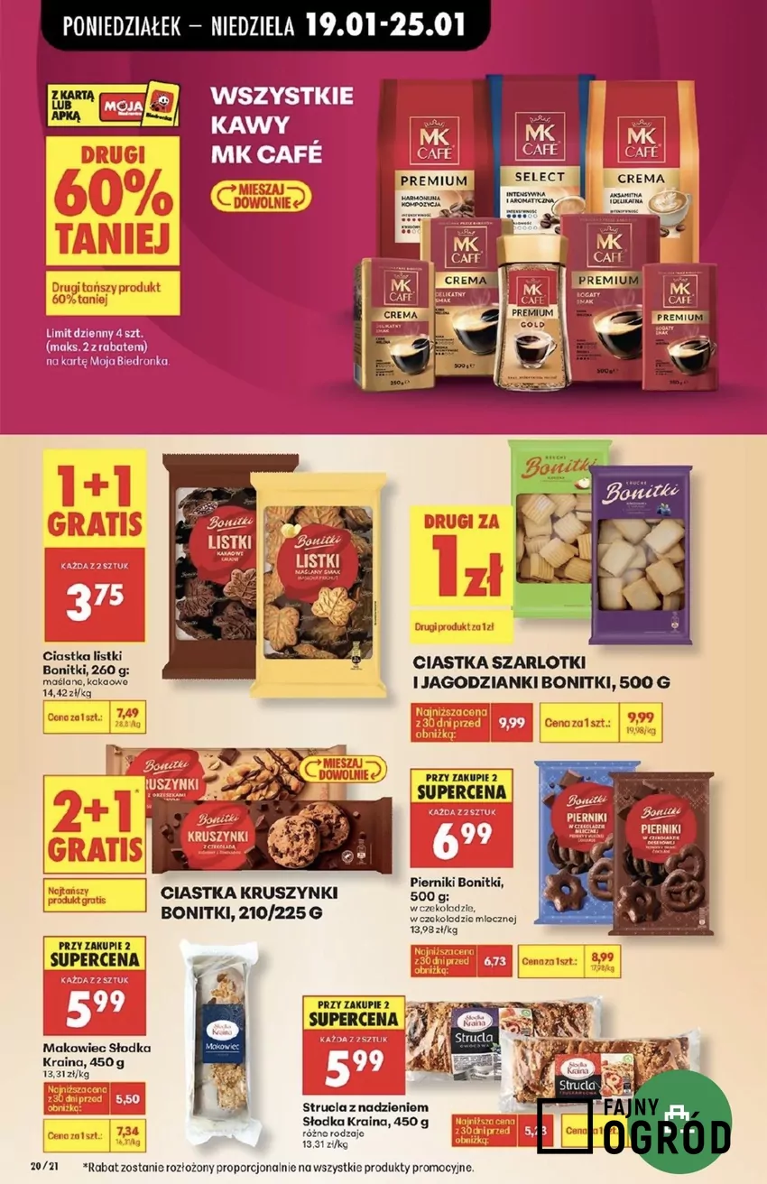 Dużo ciasteczek marki Bonitki jest w ekstra cenie Promocje w Biedronce