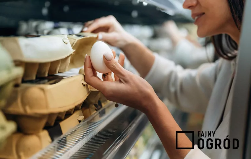 Kobieta zagląda na półkę sklepową.