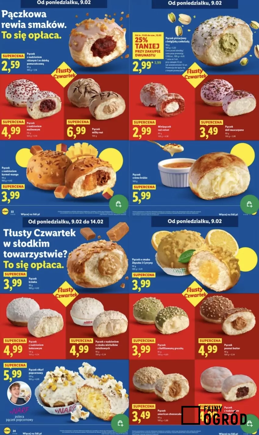 Lista nowości z działu pączków w Lidlu