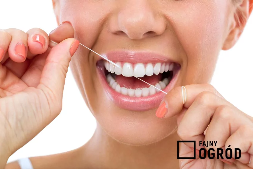 Prawidłowe wyrzucanie nici to ważny element troski o środowisko Kobieta czyści zęby