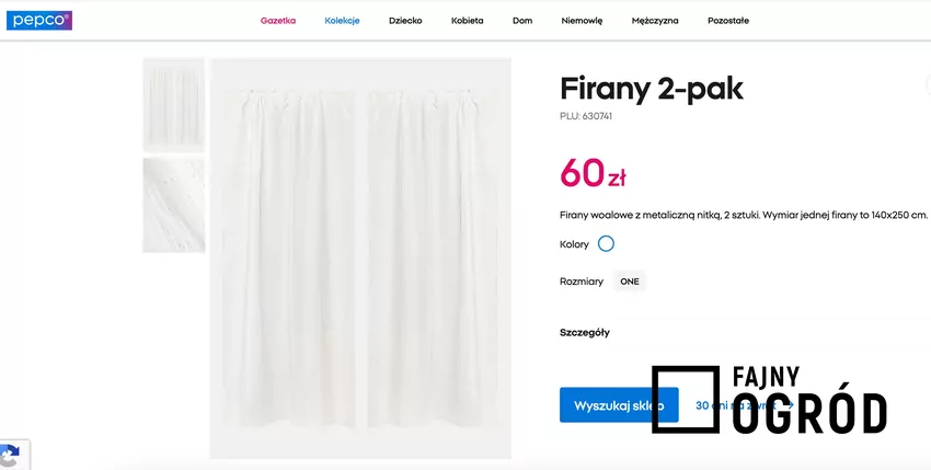 Firany woalowe z metaliczną nitką, 2 sztuki. Wymiar jednej firany to 140x250 cm, fot. pepco.pl Firana Pepco