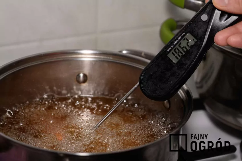 Kucharz sprawdza temperaturę oleju przed smażeniem