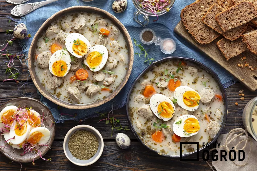 Żurek wielkanocny z jajkiem i kiełbasą oraz różnice między nim a barszczem białym, a także historia i zastosowanie zup