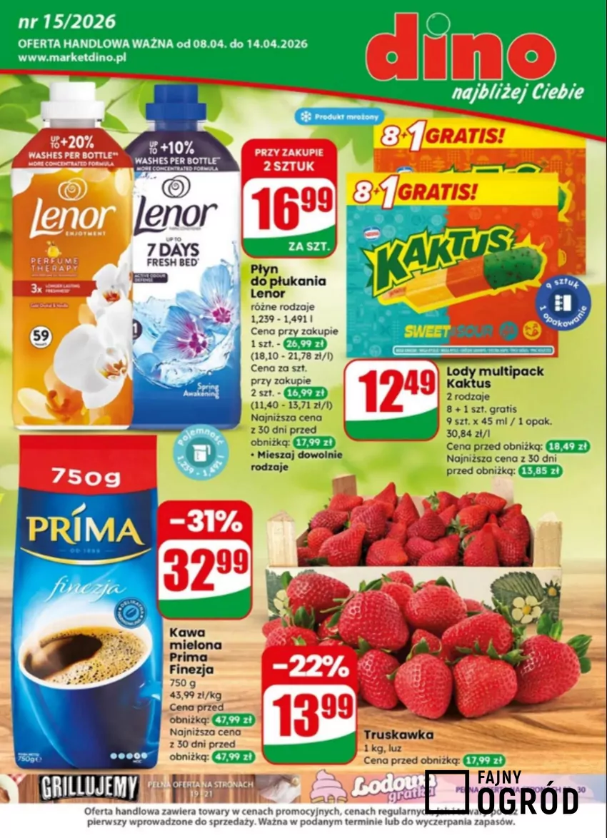 Promocja m.in. kultowej kawy i truskawek Dino - gazetka