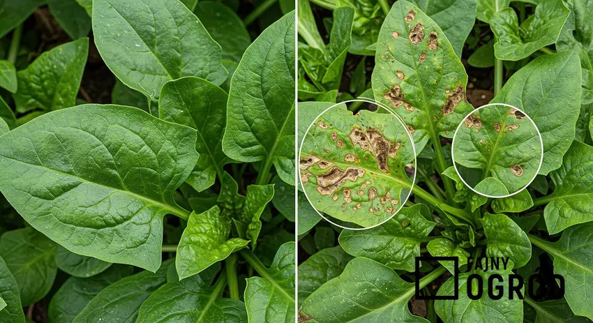 chore liście przed i po