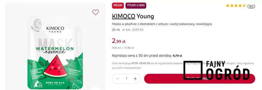Maska w płachcie z ekstraktem z arbuza i wodą lodowcową - teraz mniej niż 3 zł Rossmann - gazetka