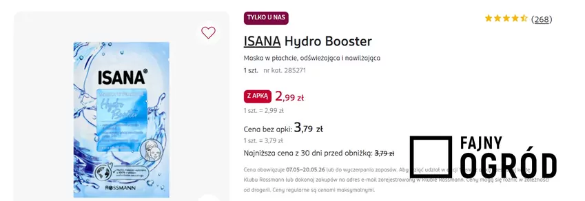 Maska w płachcie, odświeżająca i nawilżająca za mniej niż 3 zł Rossmann - maseczka
