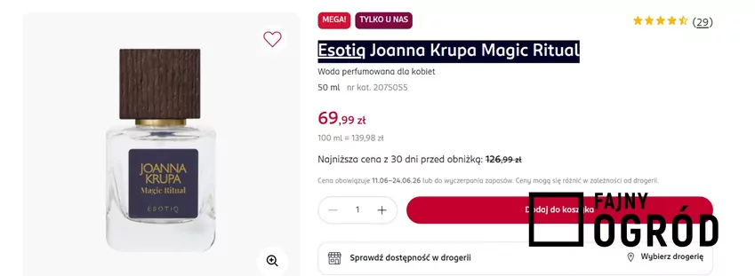 Esotiq Joanna Krupa Magic Ritual w niższej cenie Rossmann - gazetka
