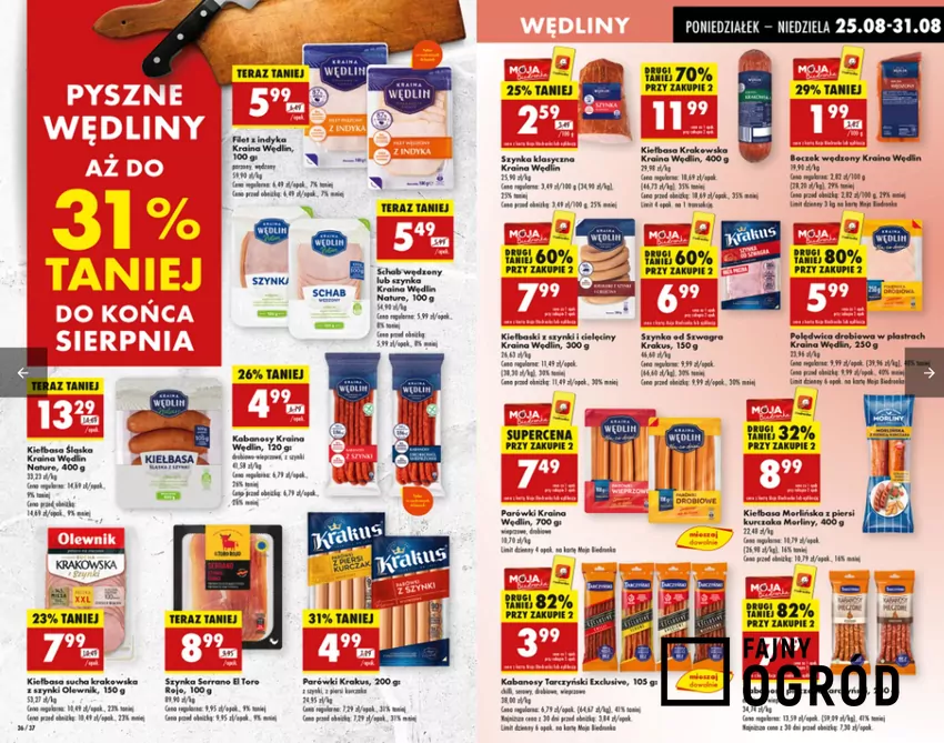 Wędliny do 31% taniej do końca sierpnia Biedronka - gazetka
