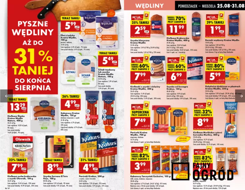 Do 31 sierpnia wędliny taniej nawet do 31% Gazetka Biedronki