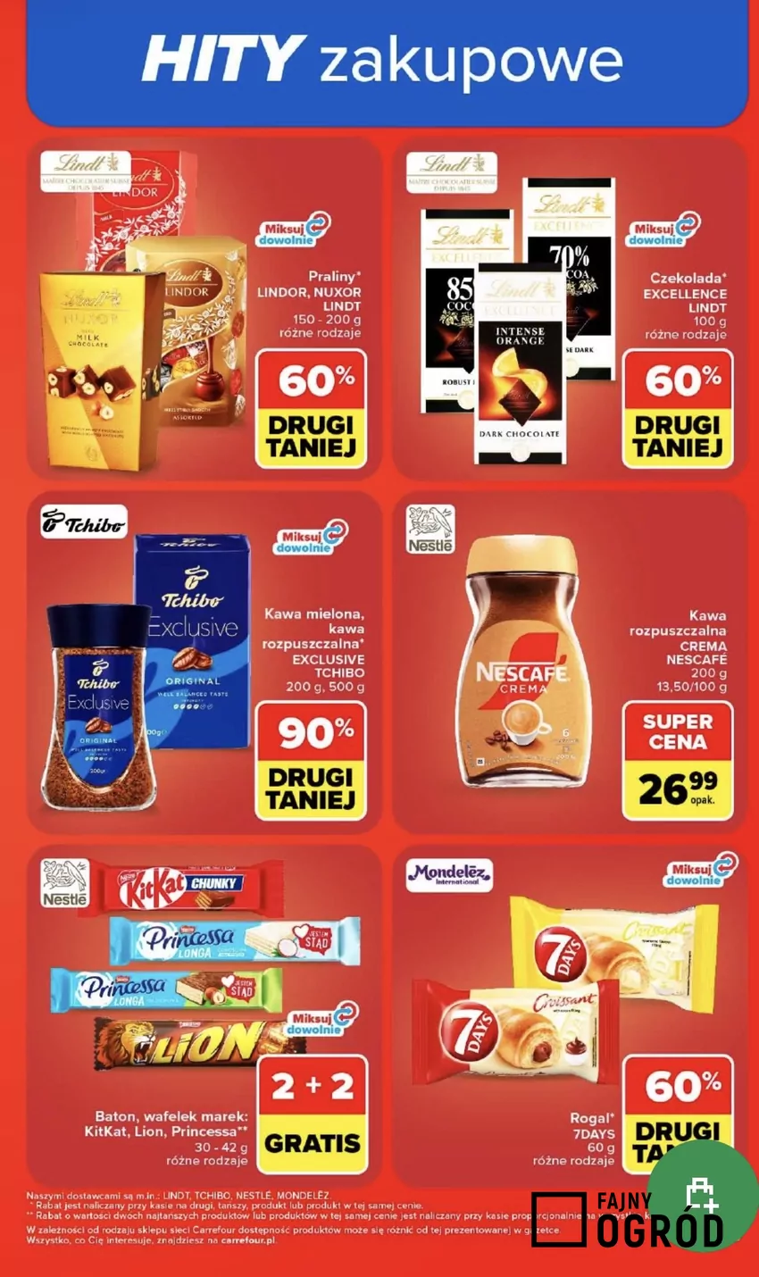 Kawa mielona lub rozpuszczalne Tchibo Exclusive (200 g, 500 g) jest w promocji "drugi 90% taniej" w Carrefour Promocje w Carrefour