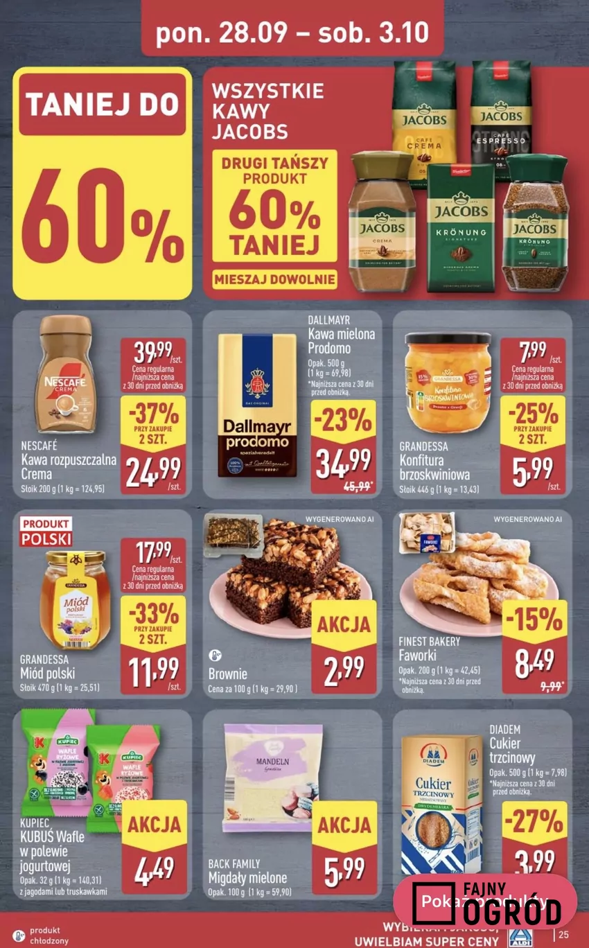 Wszystkie kawy Jacobs ze zniżką "drugi, tańszy produkt 60% taniej" Promocje w ALDI
