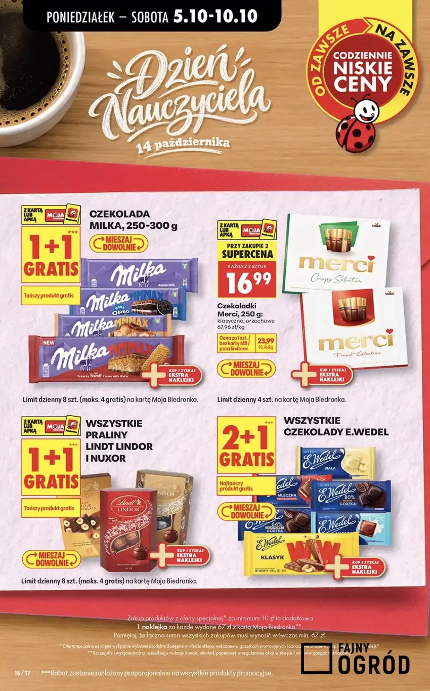 Wszystkei praliny Lindor Lindt i Nuxor są w promocji 1+1 gratis Promocje w Biedronce